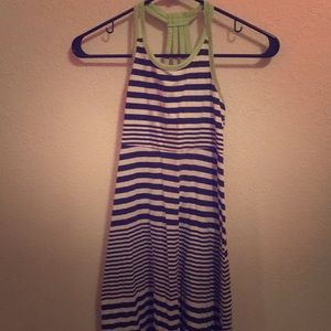 Girls Green, Black, and White Striped Maxi Dress